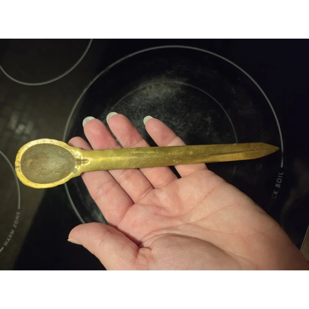 Vintage Solid Brass Letter Opener With Shell Shaped Handle